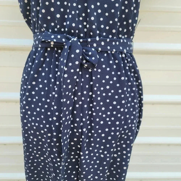 NWT En Focus Studio Women Navy Blue Polka Dot V-Neck Jumpsuit sz 6 - Picture 7 of 12